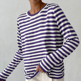 Women’s Sweatshirt Crew Neck Horizontal Stripe Long Sleeve – Study Group Meetings