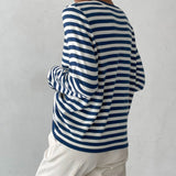Women’s Sweatshirt Crew Neck Horizontal Stripe Long Sleeve – Study Group Meetings