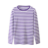 Women’s Sweatshirt Crew Neck Horizontal Stripe Long Sleeve – Study Group Meetings