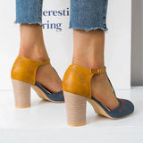 Women's T-Strap Block Heels Closed Toe – Cocktail Party Office