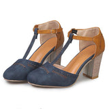 Women's T-Strap Block Heels Closed Toe – Cocktail Party Office