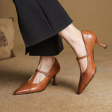 Women's T-Strap Pumps Pointed Toe Kitten Heel Buckle Strap – Work Event
