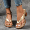 Women's Thong Heels Open Toe Block Heel Slip On – Summer Casual