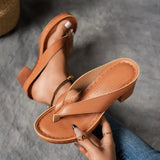 Women's Thong Heels Open Toe Block Heel Slip On – Summer Casual