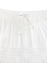 Women's Tiered Maxi Skirt Lace Trim High Waist – Flowy Summer Style