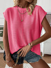 Women’s Top Crew Neck Cap Sleeves Center Front Seam – Casual Day Trips