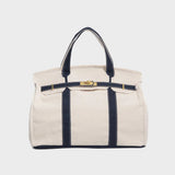 Women's Tote Bag Double Handle Front Strap Vertical Panels – Weekend Travel