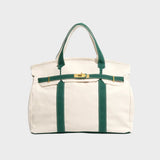 Women's Tote Bag Double Handle Front Strap Vertical Panels – Weekend Travel