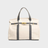 Women's Tote Bag Double Handle Front Strap Vertical Panels – Weekend Travel
