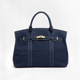 Women's Tote Bag Double Handle Front Strap Vertical Panels – Weekend Travel