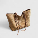 Women's Tote Bag Large Woven Shoulder Zip Top – Beach Bag