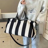 Women's Travel Bag Stripe Rectangular Dual Top Handles – Weekend Travel