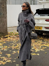 Women's Trench Coat Below Knee Stand Collar Raglan Sleeve – City Outing