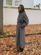 Women's Trench Coat Below Knee Stand Collar Raglan Sleeve – City Outing