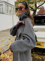 Women's Trench Coat Below Knee Stand Collar Raglan Sleeve – City Outing