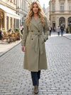 Women's Trench Coat Double Breasted Notched Lapel Belted – Museum Visit