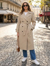 Women's Trench Coat Double Breasted Notched Lapel Belted – Museum Visit