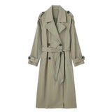 Women's Trench Coat Double Breasted Notched Lapel Belted – Museum Visit
