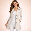 Women’s Trench Coat Notch Lapel Button Front Cuff Tabs – Office Commutes