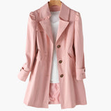 Women’s Trench Coat Notch Lapel Button Front Cuff Tabs – Office Commutes