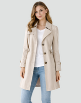Women’s Trench Coat Notched Lapel Button Front Long Sleeves Back Waist Tab – City Errands