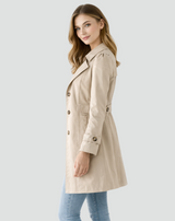 Women’s Trench Coat Notched Lapel Button Front Long Sleeves Back Waist Tab – City Errands