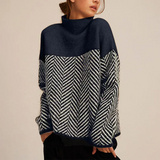 Women's Turtleneck Cable Knit Sweater Long Sleeve Ribbed Cuff – Weekend Outing