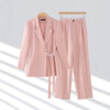 Women's Two Piece Blazer Suit Set Notch Lapel Wide Leg Trouser – Office Wear