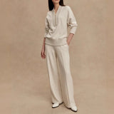 Women's Two-Piece Loungewear Set Half Zip Pullover Wide Leg – Resort Lounge
