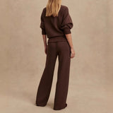 Women's Two-Piece Loungewear Set Half Zip Pullover Wide Leg – Resort Lounge