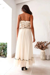 Women's Two Piece Set Floral Maxi Skirt Puff Sleeve – Boho Garden Party