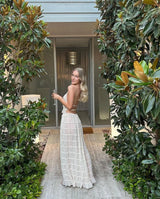 Women's Two Piece Set Halter Crop Top Maxi Skirt – Beach Vacation