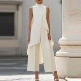 Women's Two-Piece Set High Neck Sleeveless Tunic Wide Leg – Gallery Event