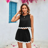 Women's Two Piece Set Sleeveless Crop Top Shorts – Summer Vacation
