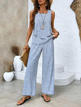 Women's Two-Piece Set Square Neck Sleeveless Wide Leg – Beach Vacation