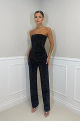 Women's Two-Piece Set Strapless Top High Rise Straight Leg – Party Event