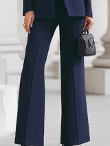 Women's Two Piece Suit Set Stand Collar Wide Leg Pants – Office Wear