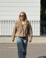 Women's Utility Jacket Stand Collar Zip Front Long Sleeve - Casual