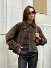 Women's Utility Jacket Zip Up Turn Down Collar – Daily Wear