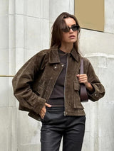 Women's Utility Jacket Zip Up Turn Down Collar – Daily Wear