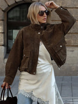 Women's Utility Jacket Zip Up Turn Down Collar – Daily Wear