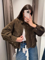 Women's Utility Jacket Zip Up Turn Down Collar – Daily Wear