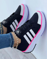Women's Walking Shoes Lace Up Side Stripe Raised Sole – Travel Days