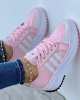 Women's Walking Shoes Lace Up Side Stripe Raised Sole – Travel Days