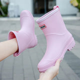Women's Waterproof Rain Ankle Boots Slip On Mid Shaft – Rainy Day Essential