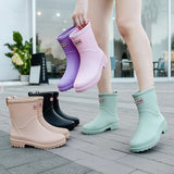 Women's Waterproof Rain Ankle Boots Slip On Mid Shaft – Rainy Day Essential