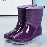 Women's Waterproof Rain Boots Round Toe Mid Calf – Rainy Day Errands