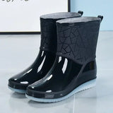Women's Waterproof Rain Boots Round Toe Mid Calf – Rainy Day Errands