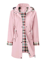 Women’s Waterproof Rain Jacket Hooded Drawstring Plaid-Lined – Rainy Day Errands