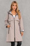 Women’s Waterproof Rain Jacket Hooded Plaid Trim Zip Front – City Walking Tours